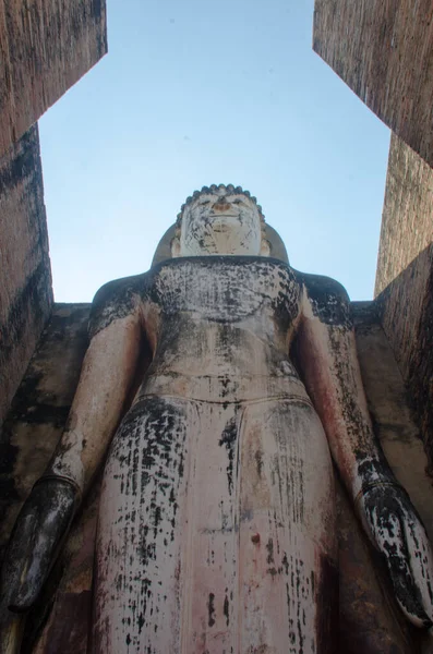 Sukhotthai Tarihi Parkı 'nda dingin Buda duruyor.