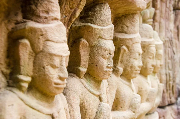 Bas Relief Munkar Meditation 12Th Century Som Temple Siem Reap — Stockfoto