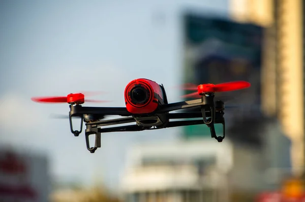18 April 2015 - Bangkok, Thailand: The Parrot Bebop drone is a enthusiast quadcopter with an integrated camera in the nosecone