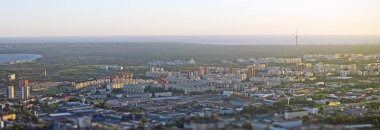 Gündoğumu, kent içi hava görünümünü. Lasnamae, Tallinn, Estonya