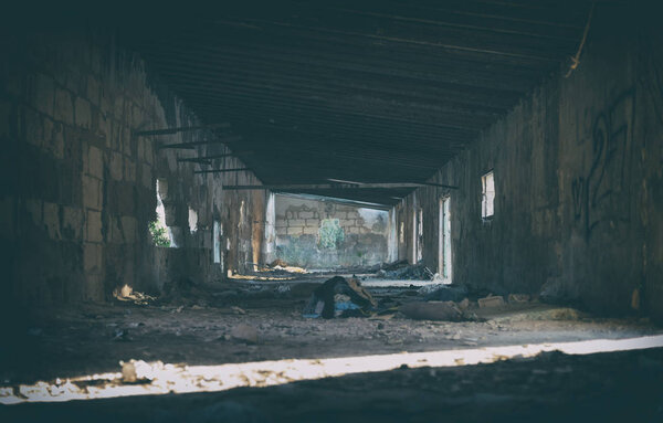 Interior of old abandoned building.