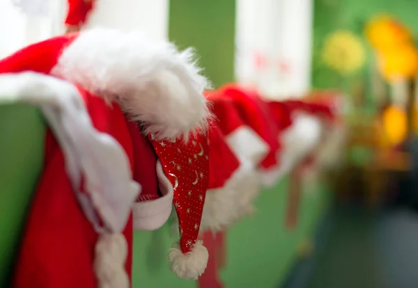 Many christmas hats in kindergarten. — Stock Photo, Image