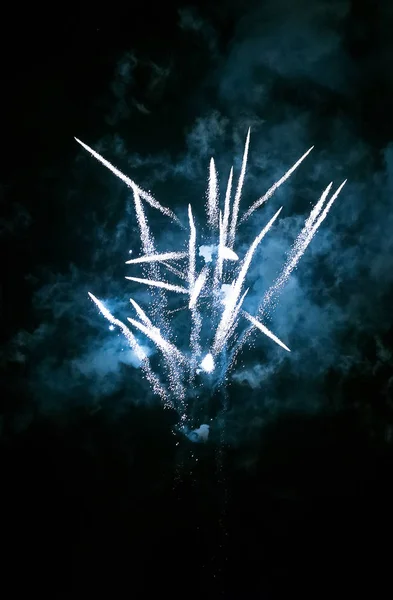 Fuegos artificiales en el cielo. Celebración del año nuevo. — Foto de Stock