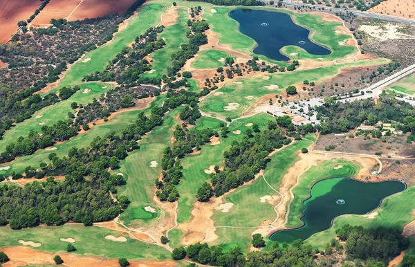 Golf course. View from the plane. — Stock Photo, Image