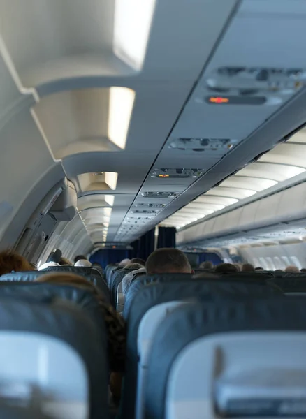 Interior inside of the plane with passengers. — Stock Photo, Image