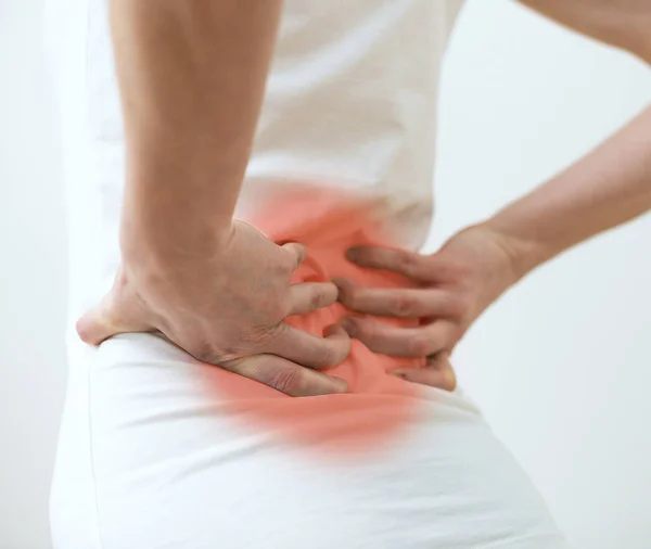 Woman having pain in her back. — Stock Photo, Image