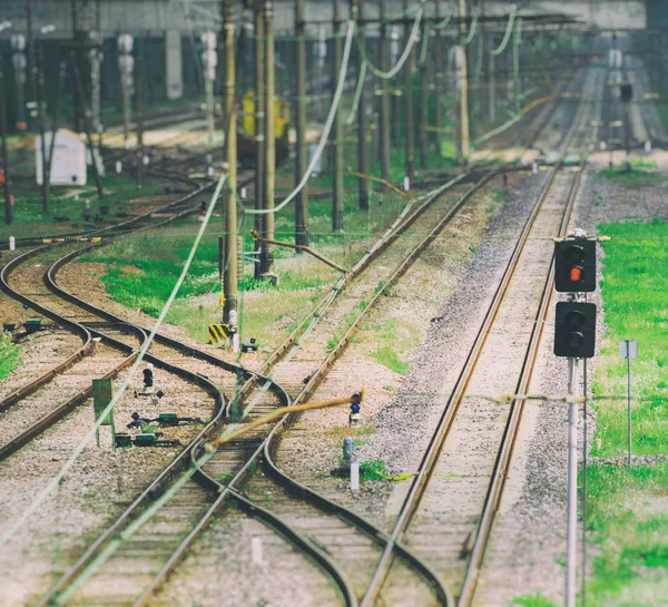 Widok skrzyżowań kolei. — Zdjęcie stockowe