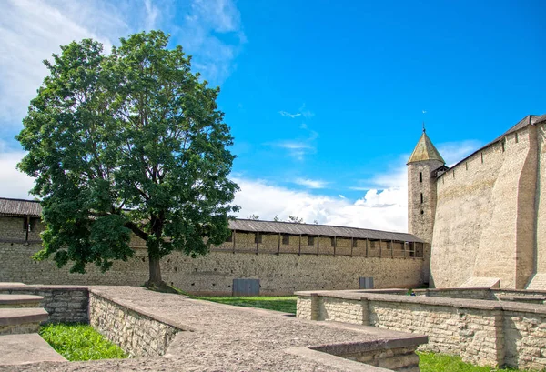 Antik Pskov Kremlin duvarları Rusya.
