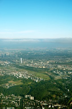 Frankfurt 'un hava görüntüsü Ben ana, Almanya.