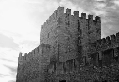Castle, St. George Lizbon, Portekiz. Siyah ve beyaz.