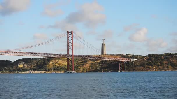 Bridge of 25th april in Lisbon. — Stock Video