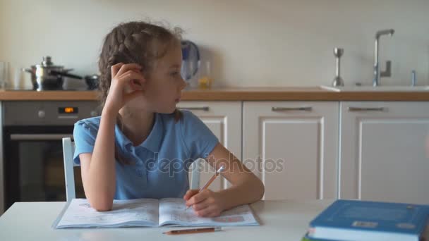 Father Helping Daughter Homework Home — Stock Video
