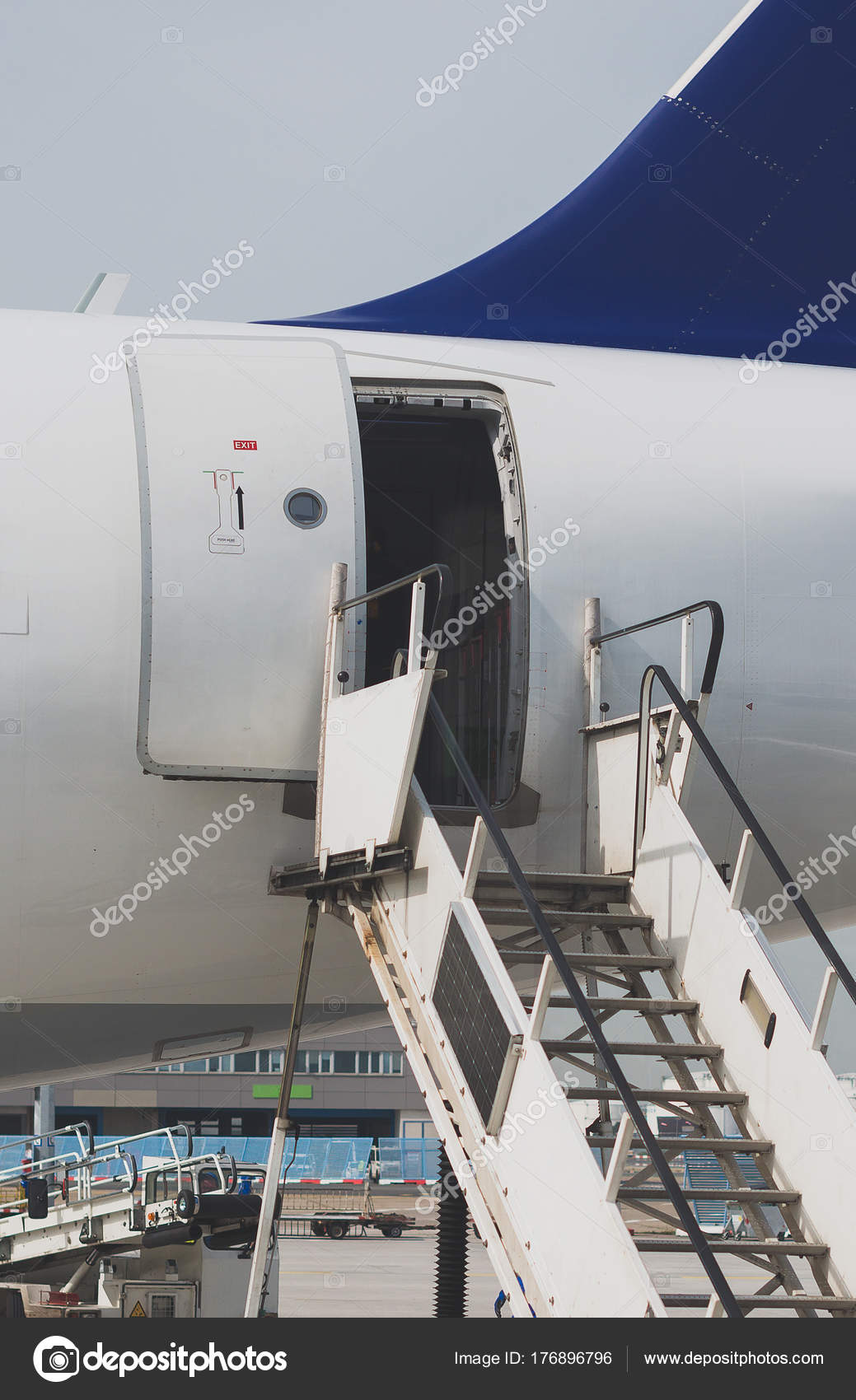 Welcome Aboard The Open Door In The Plane Stock Photo