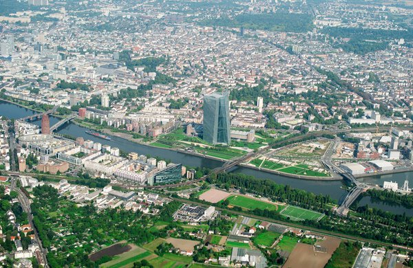 Aerial view of Frankfurt am Main, Germany.