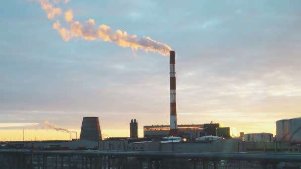 Central Térmica Pôr Sol — Vídeo de Stock