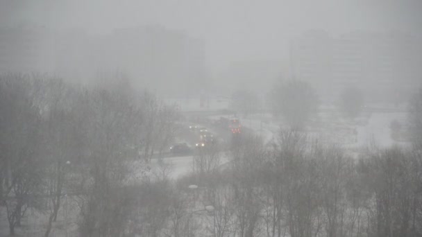 城市街道上的大雪 — 图库视频影像