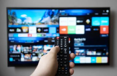 TV uzaktan kumanda tutan erkek el. Akıllı Tv.