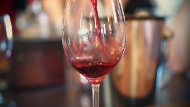 Verter Vino Tinto Botella Vaso Degustación Vino — Vídeo de stock