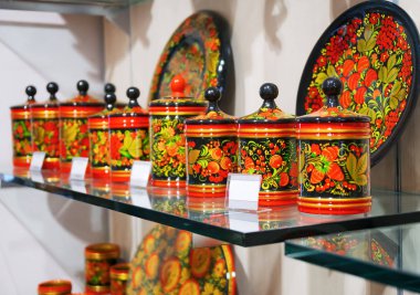 Sofra dükkan Khokhloma boyama.