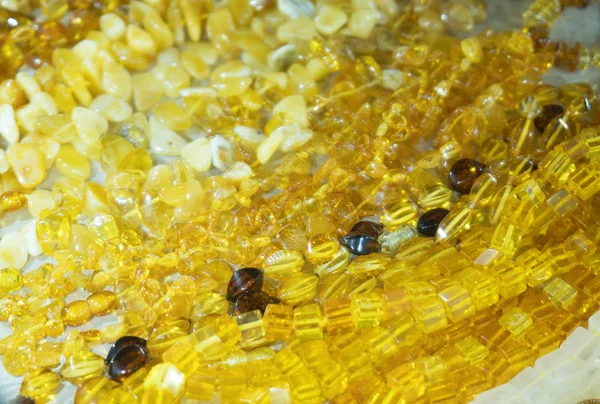 Lot of beads from amber. Close-up view. — Stock Photo, Image