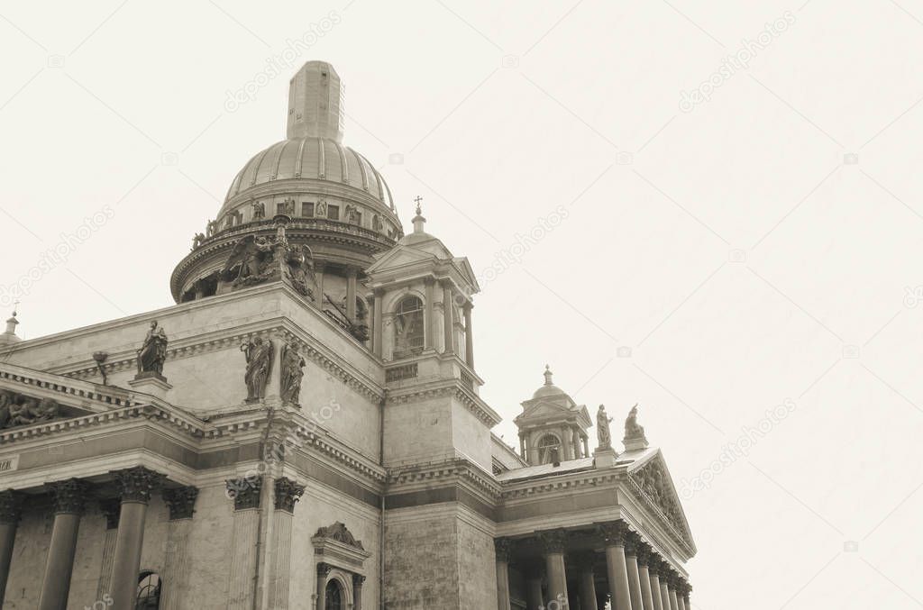 Saint Isaac's Cathedral in Saint-Petersburg, Russia. Retro photo.