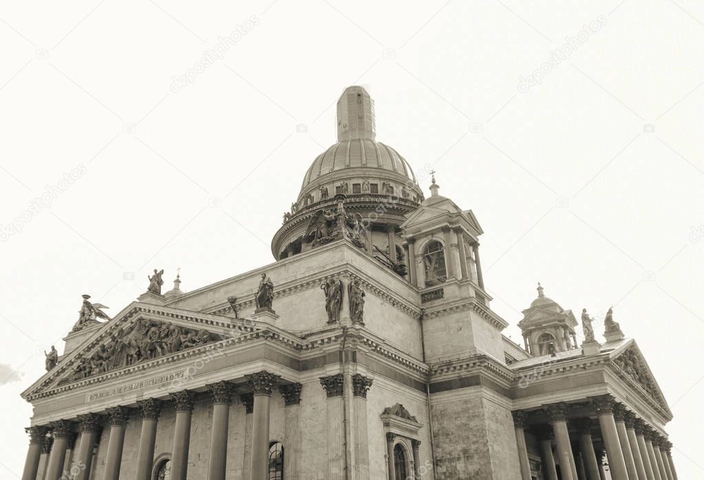 Saint Isaac's Cathedral in Saint-Petersburg, Russia. Retro photo.
