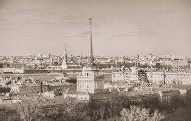 Saint-Petersburg görünümü. Eski retro fotoğraf.