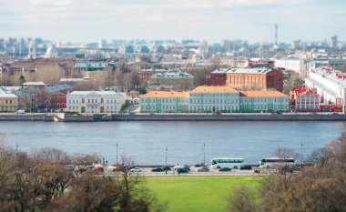 Embankment of Neva river and Faculty of Philology of St. Petersburg State University. clipart