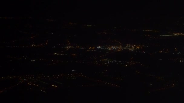 Cidade Europeia Noite Vista Avião — Vídeo de Stock