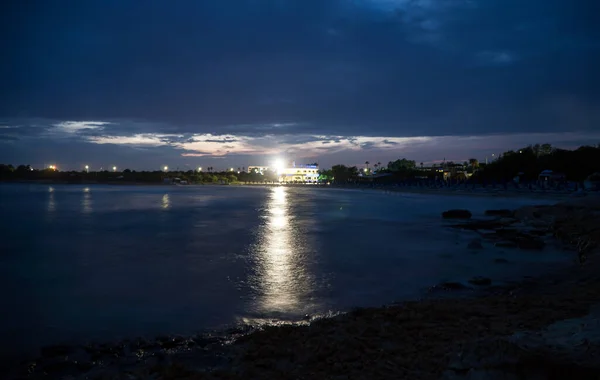 Night View Landa Beach Ayia Napa Cyprus — Stock Photo, Image