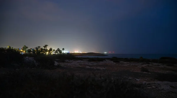 Night View Coastline Ayia Napa Cyprus — Stock Photo, Image
