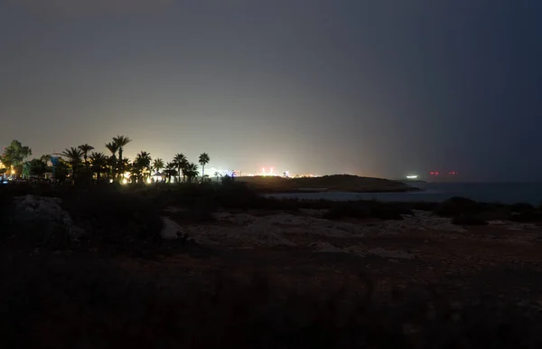 Night View Coastline Ayia Napa Cyprus — Stock Photo, Image