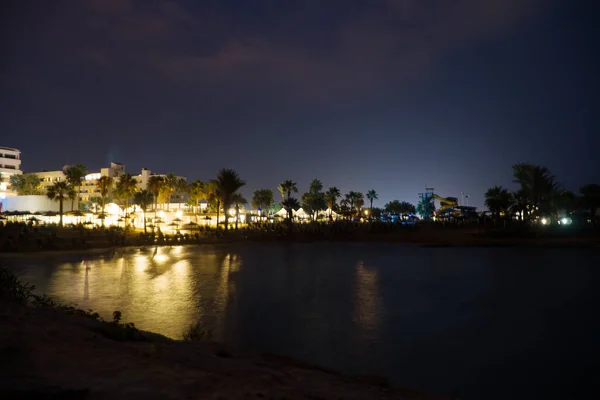 Nachtansicht Des Latchi Adams Beach Ayia Napa Zypern — Stockfoto