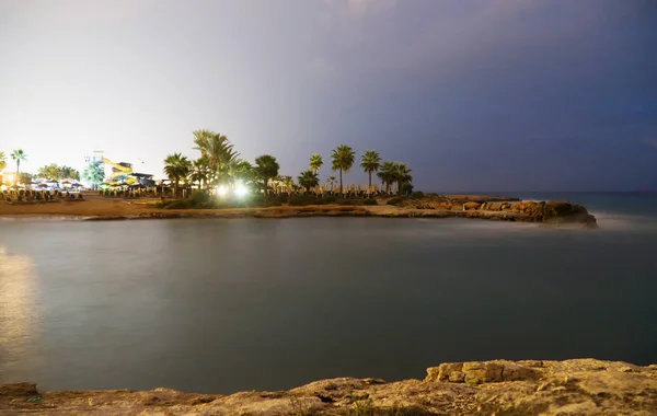 Night View Latchi Adams Beach Ayia Napa Cyprus — Stock Photo, Image