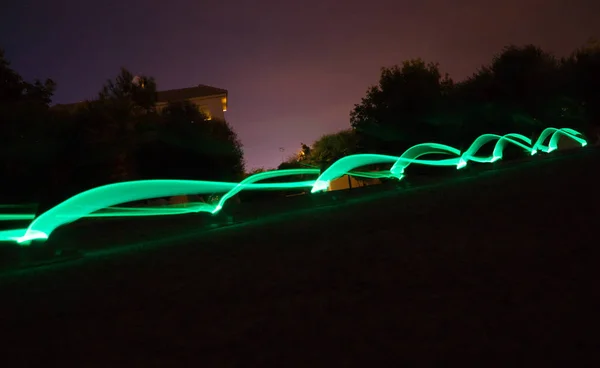 Child Running Light Bracelet Speed Light Painting Freeze Light — Stock Photo, Image