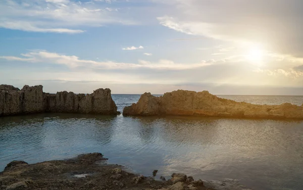 Prachtige Lavastenen Aan Kust Van Cyprus — Stockfoto