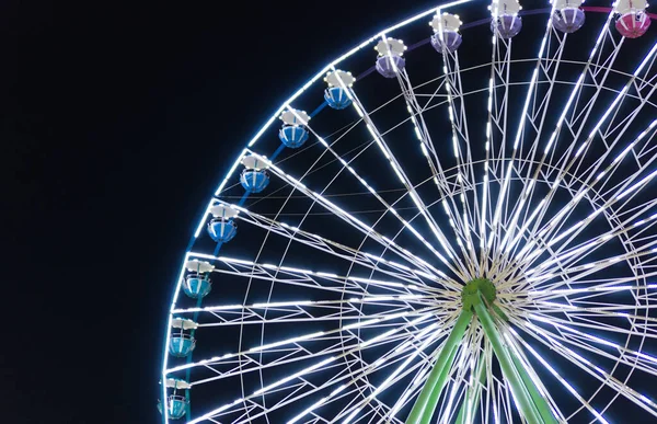 Roue Ferris Colorée Dans Parc Ville Nuit — Photo