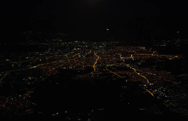 Aerial View Night Larnaca Plane — Stock Photo, Image