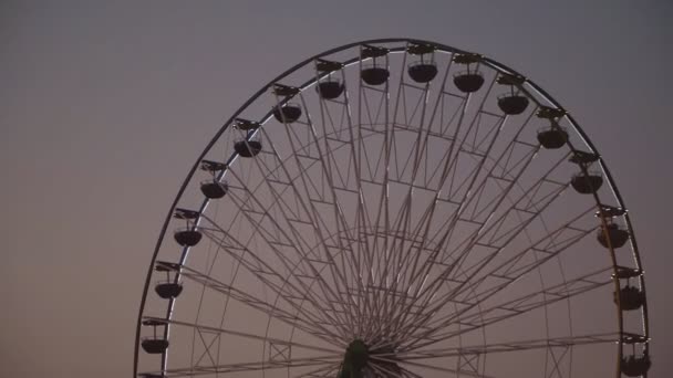 Πολύχρωμο Τροχό Ferris Στο Πάρκο Της Πόλης Βράδυ — Αρχείο Βίντεο