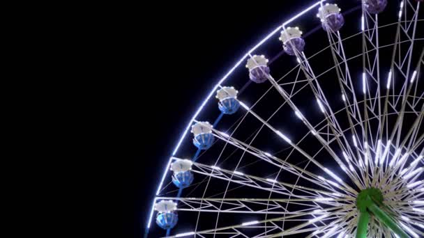 Ruota Panoramica Colorata Nel Parco Cittadino Notte — Video Stock