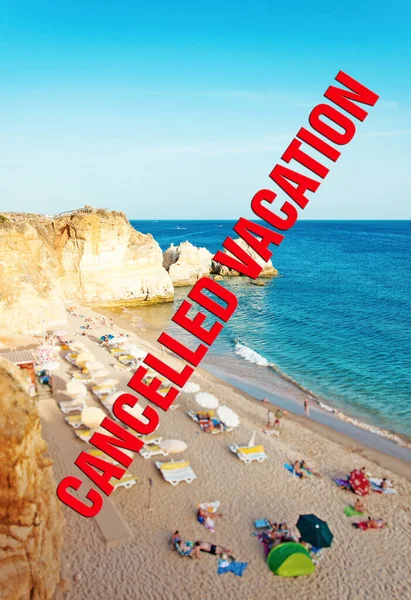 Annulé Vacances Plage Due Covid Concept Coronavirus — Photo