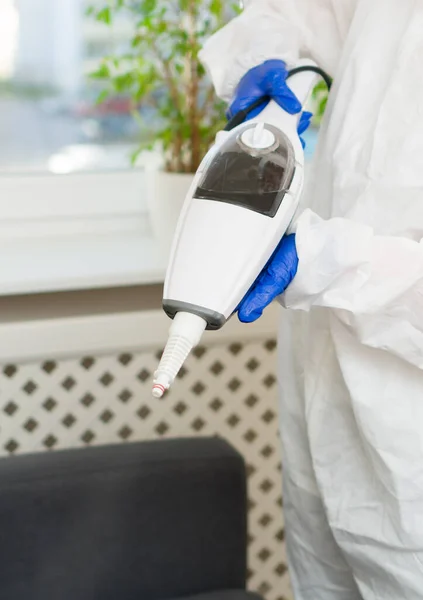 Cleaner Biohazard Suit Disinfecting Room — Stock Photo, Image