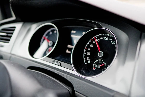 Painel Eletrônico Velocidade Dentro Carro Moderno — Fotografia de Stock