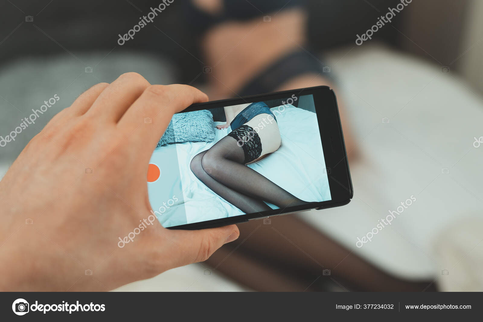 Man Recording Home Video His Girlfriend Stock Photo by ©mproduction 377234032