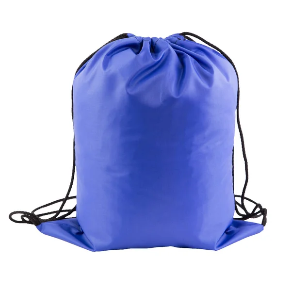 Blue backpack drawstring bag isolated on white background — Stock Photo, Image