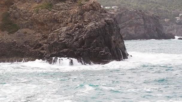Balearische Eilanden Woedende Zee Haven Van Soller Soller Majorca Baleares — Stockvideo