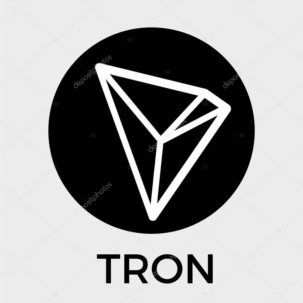 Tron (TRX) decentralized blockchain In-app-purchases payments cryptocurrency vector dark logo