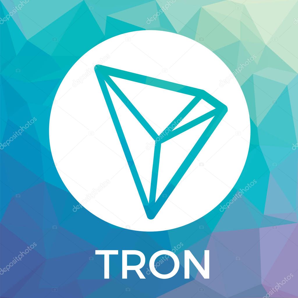 Tron (TRX) decentralized blockchain In-app-purchases payments cryptocurrency vector logo.