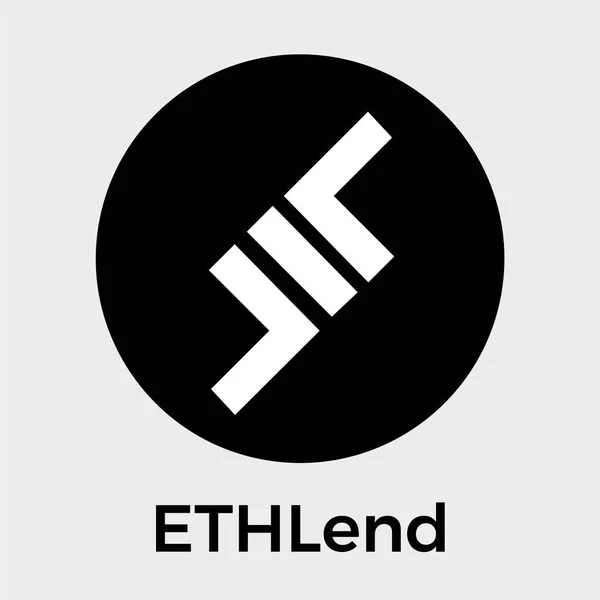 Ethlend (빌려) 벡터 로고입니다. Blockchain 및 스마트 계약 및 암호화 통화를 사용 하 여 피어 투 피어 대출 계약에 대 한 분산 및 금융 시장. — 스톡 벡터