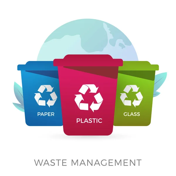 Waste Management Recycling Garbage Sorting Icon Ecologic Vector Concept Multic — Stock Vector
